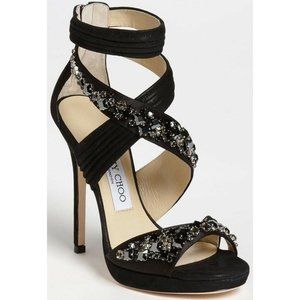 Jimmy Choo Black “Kani” Crisscross Platform Sandals - Size 37